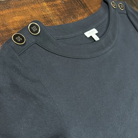 TALBOTS COTTON DRESS WITH GOLD SHOULDER BUTTONS - Picture 7 of 9